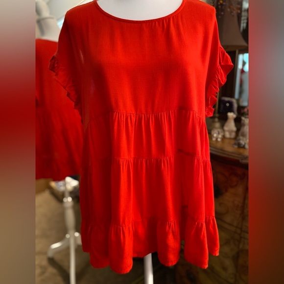 🎉SALE🎉Jodifl Red Ruffled Women's Top - Picture 1 of 8